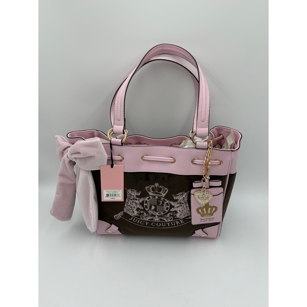 Viral Juicy Couture Classic Scottie Dogs Tote Chocolate Pink Daydreamer Retro